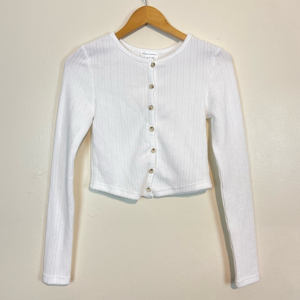 NWT SABO AUSTRALIA WAFFLE LONG SLEEVE CROPPED SHIRT
